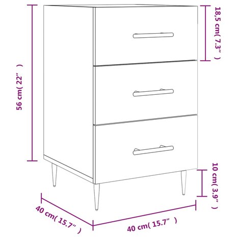 Nachtkastje 40x40x66 cm bewerkt hout grijs sonoma eikenkleurig 8720845912291 12