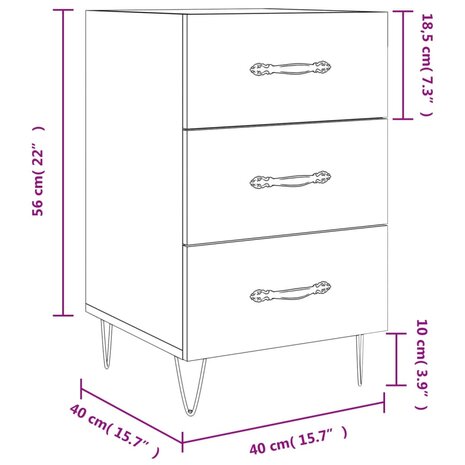 Nachtkastje 40x40x66 cm bewerkt hout grijs sonoma eikenkleurig 8720845912376 12