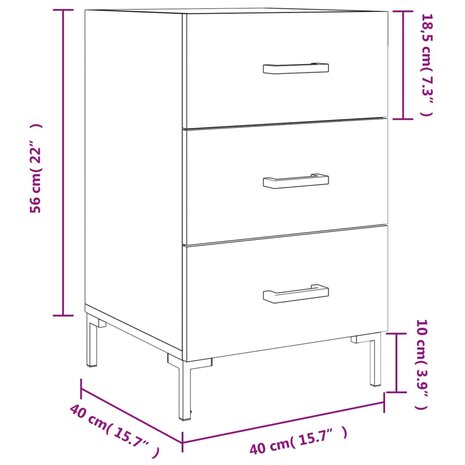 Nachtkastje 40x40x66 cm bewerkt hout wit 8720845912390 12