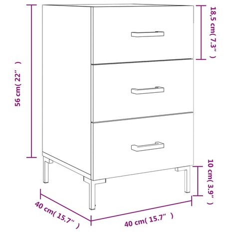 Nachtkastje 40x40x66 cm bewerkt hout grijs sonoma eikenkleurig 8720845912451 12