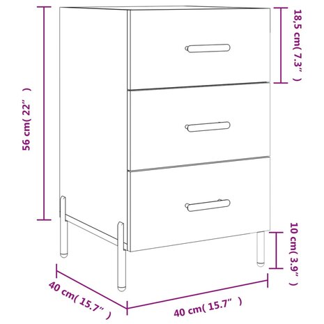 Nachtkastje 40x40x66 cm bewerkt hout wit 8720845912475 12