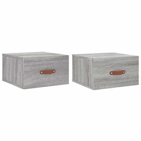 Nachtkastjes 2 st wandgemonteerd 35x35x20 cm grijs sonoma eiken 8720845946265 2