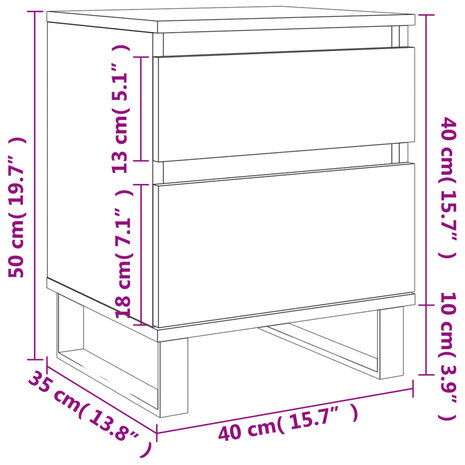 Nachtkastje 40x35x50 cm bewerkt hout sonoma eikenkleurig 8721012110731 12