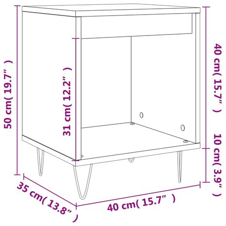 Nachtkastje 40x35x50 cm bewerkt hout hoogglans wit 8721012111035 9