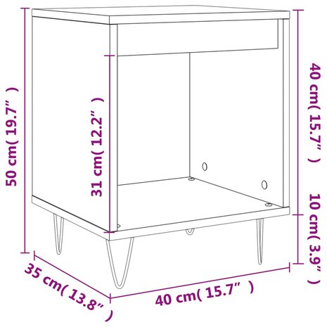 Nachtkastjes 2 st 40x35x50 cm bewerkt hout betongrijs 8721012111080 10