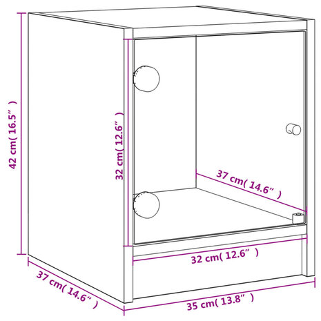 Nachtkastjes met glazen deuren 2 st 35x37x42 cm wit 8721012212947 12