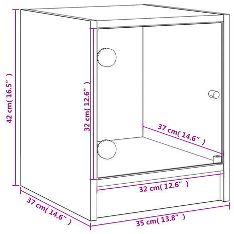 Nachtkastjes met glazen deuren 2 st 35x37x42 cm zwart 8721012212961 12