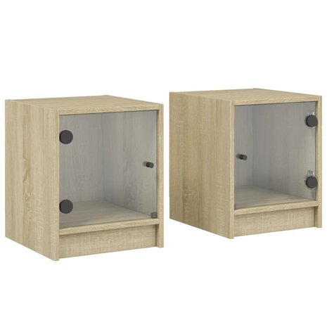 Nachtkastjes met glazen deuren 2 st 35x37x42 cm sonoma eiken 8721012212985 2