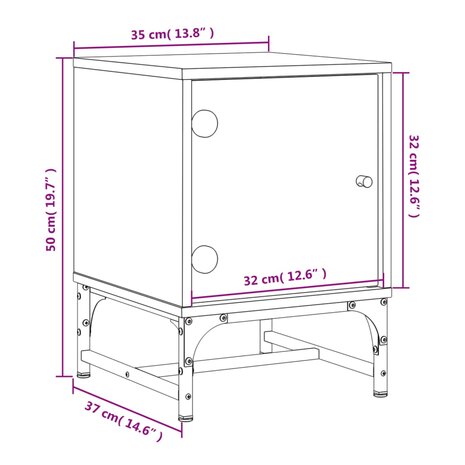 Nachtkastjes met glazen deuren 2 st 35x37x50 cm betongrijs 8721012214750 12