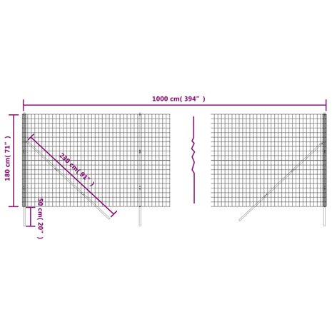 Draadgaashek 1,8x10 m gegalvaniseerd staal groen 8720845778101 5