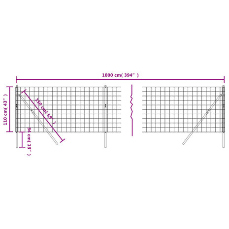 Draadgaashek 1,1x10 m gegalvaniseerd staal groen 8720845778231 5