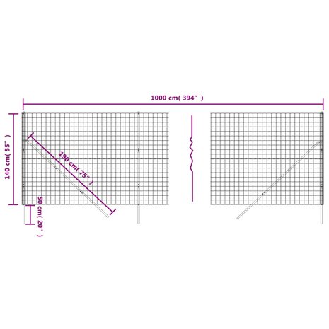 Draadgaashek 1,4x10 m gegalvaniseerd staal antracietkleurig 8720845779689 5