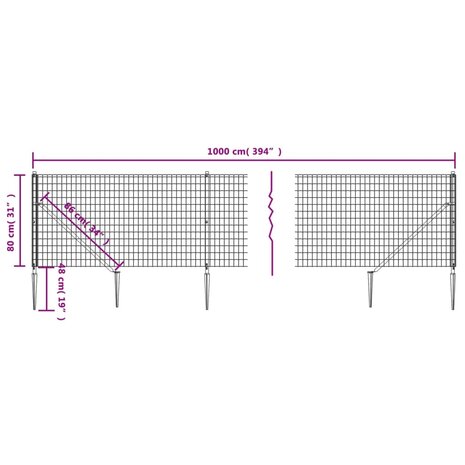 Draadgaashek met grondankers 0,8x10 m antracietkleurig 8720845779818 5