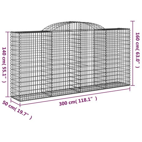 Schanskorf gewelfd 300x50x140/160 cm gegalvaniseerd ijzer 8720845651800 5