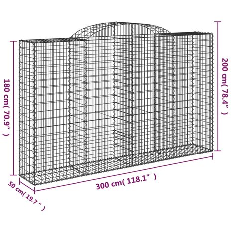 Schanskorf gewelfd 300x50x180/200 cm gegalvaniseerd ijzer 8720845651824 5