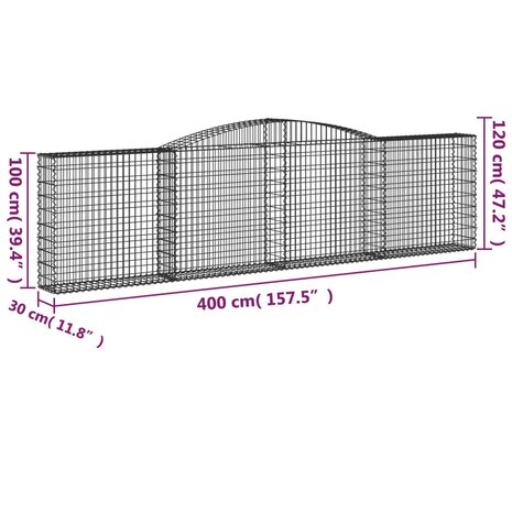 Schanskorf gewelfd 400x30x100/120 cm gegalvaniseerd ijzer 8720845651886 5