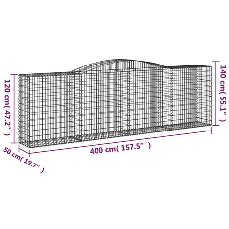 Schanskorf gewelfd 400x50x120/140 cm gegalvaniseerd ijzer 8720845651992 5