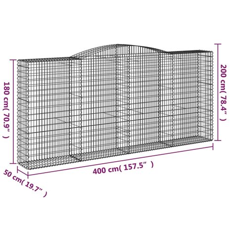 Schanskorf gewelfd 400x50x180/200 cm gegalvaniseerd ijzer 8720845652029 5