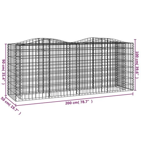 Schanskorf gewelfd verhoogd 200x50x100 cm gegalvaniseerd ijzer 8720845652098 5