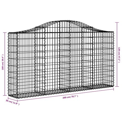 Schanskorven 3 st gewelfd 200x30x100/120 cm ijzer 8720845560140 6