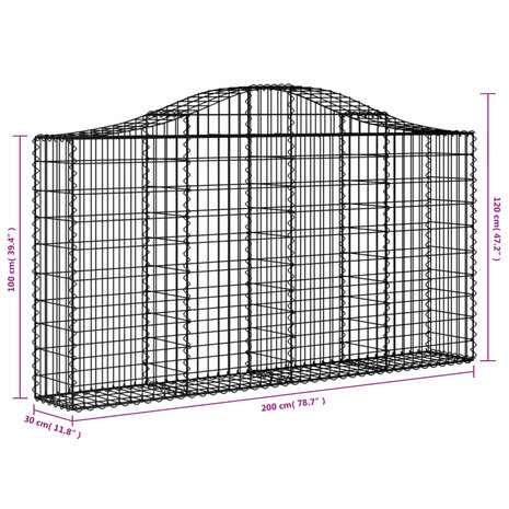 Schanskorven 4 st gewelfd 200x30x100/120 cm ijzer 8720845560157 6