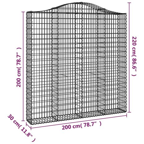 Schanskorven 2 st gewelfd 200x30x200/220 cm ijzer 8720845561185 6