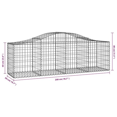 Schanskorven 3 st gewelfd 200x50x60/80 cm gegalvaniseerd ijzer 8720845561826 6