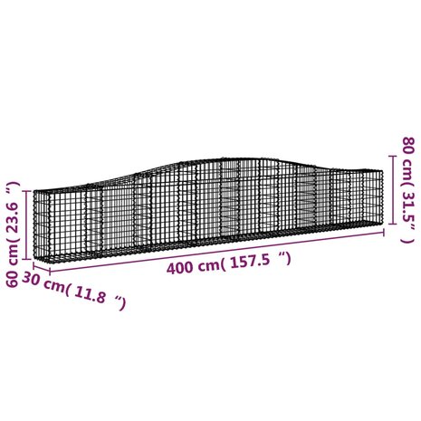 Schanskorven 2 st gewelfd 400x30x60/80 cm ijzer 8720845563837 6