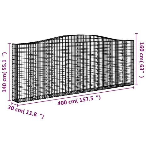 Schanskorven 2 st gewelfd 400x30x140/160 cm ijzer 8720845564353 6