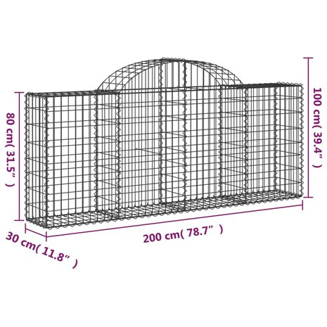 Schanskorven 10 st gewelfd 200x30x80/100 cm ijzer 8720845566807 6