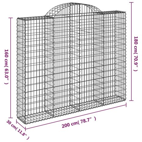 Schanskorven 6 st gewelfd 200x30x160/180 cm ijzer 8720845567606 6