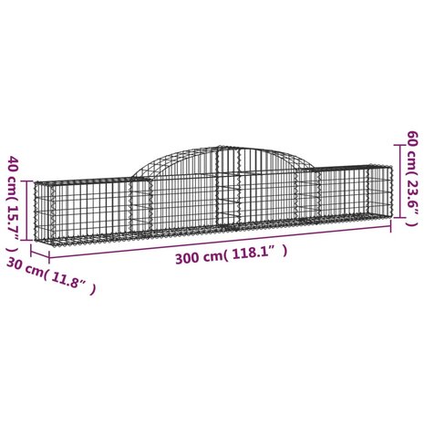 Schanskorven 6 st gewelfd 300x30x40/60 cm gegalvaniseerd ijzer 8720845570545 6