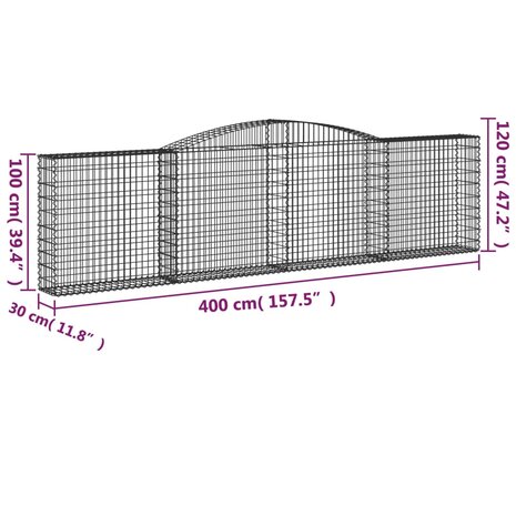 Schanskorven 2 st gewelfd 400x30x100/120 cm ijzer 8720845574499 6