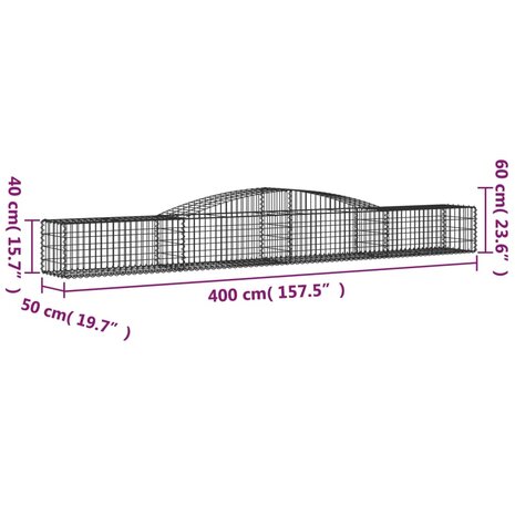 Schanskorven 2 st gewelfd 400x50x40/60 cm ijzer 8720845575403 6