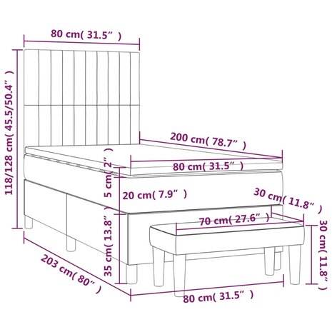 Boxspring met matras fluweel donkergrijs 80x200 cm 8720845539405 8