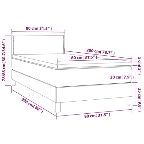 Boxspring met matras stof crèmekleurig 80x200 cm 8720287445982 7