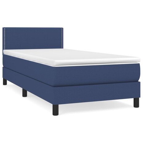 Boxspring met matras stof blauw 90x190 cm 8720287446071 2