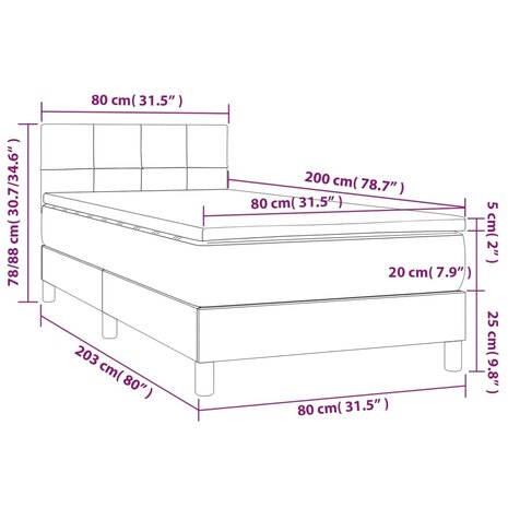 Boxspring met matras stof crèmekleurig 80x200 cm 8720287446781 7