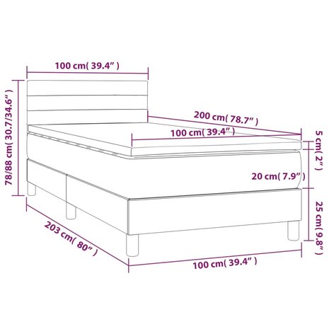 Boxspring met matras stof donkerbruin 100x200 cm 8720287447801 7