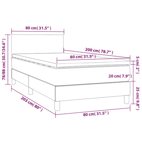 Boxspring met matras stof zwart 80x200 cm 8720287450757 7