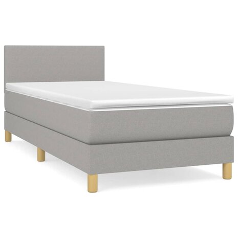 Boxspring met matras stof lichtgrijs 90x190 cm 8720287450818 2