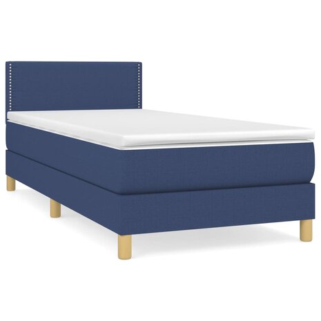 Boxspring met matras stof blauw 90x200 cm 8720287451754 2