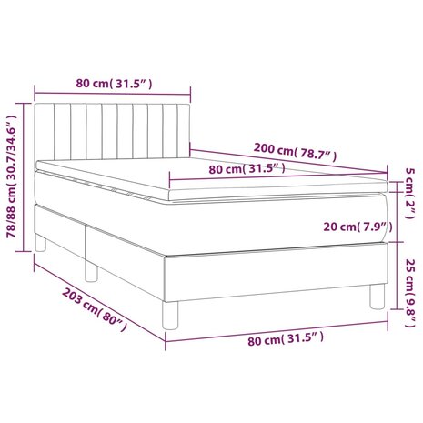 Boxspring met matras stof lichtgrijs 80x200 cm 8720287453932 7