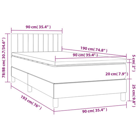 Boxspring met matras stof donkerbruin 90x190 cm 8720287454045 7