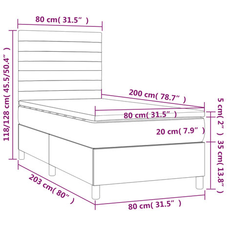 Boxspring met matras stof donkergrijs 80x200 cm 8720845504748 6