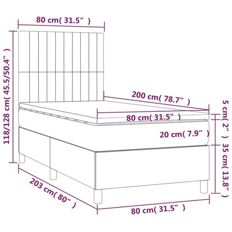 Boxspring met matras stof donkergrijs 80x200 cm 8720845505547 6