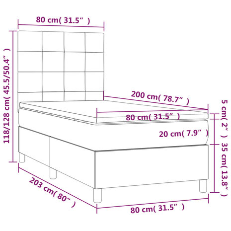 Boxspring met matras stof donkergrijs 80x200 cm 8720845509545 6