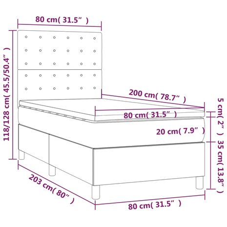 Boxspring met matras stof donkergrijs 80x200 cm 8720845512743 6