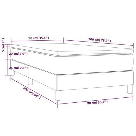 Boxspring met matras stof lichtgrijs 90x200 cm 8720845546427 10