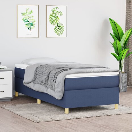 Boxspring met matras stof blauw 90x190 cm 8720845549879 1